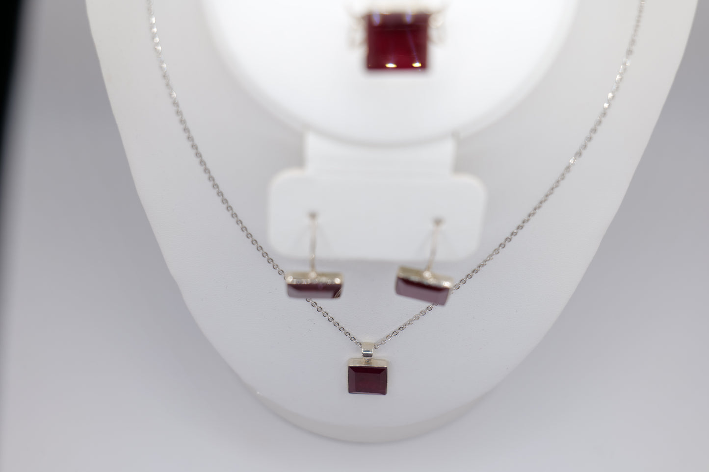 Ruby and Sterling Silver Jewelry Set