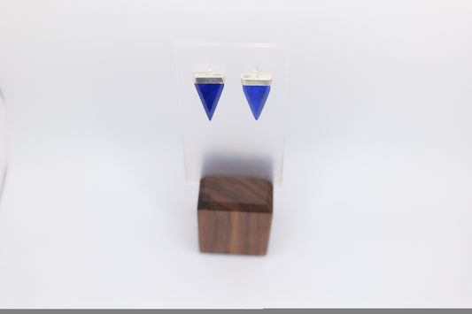 Triangle lapis earrings from Afghanistan image 1