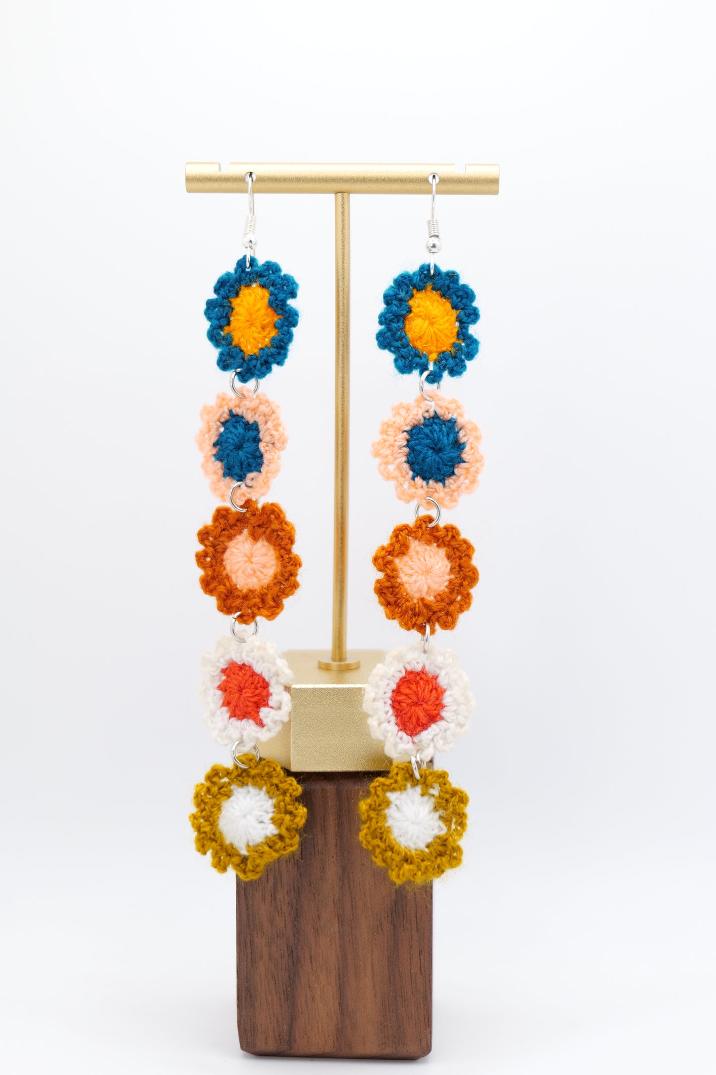 Five-Flower Crocheted Earrings