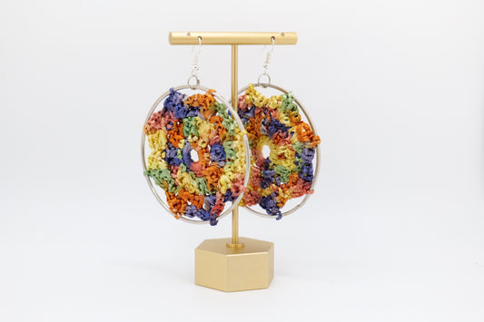Crocheted hoop earrings from Afghanistan in Rainbow image 0
