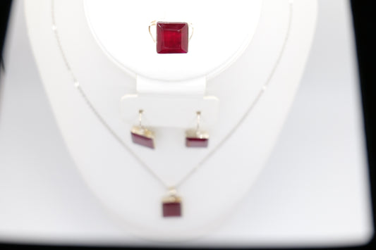 Ruby and sterling silver jewelry set image 1