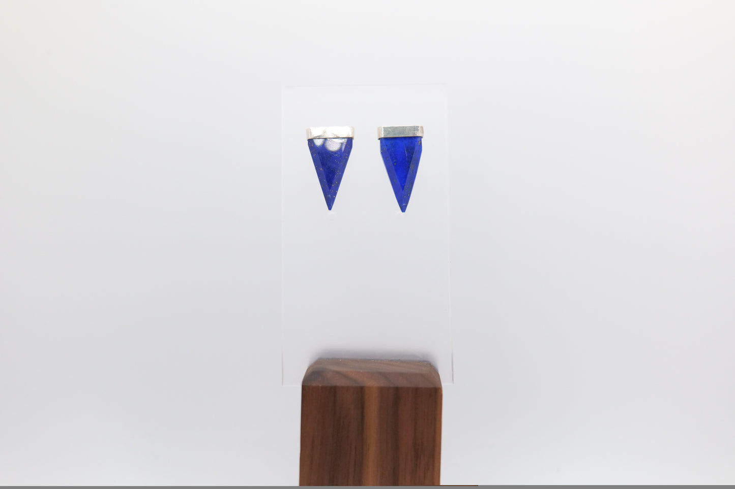 Triangle lapis earrings from Afghanistan image 3