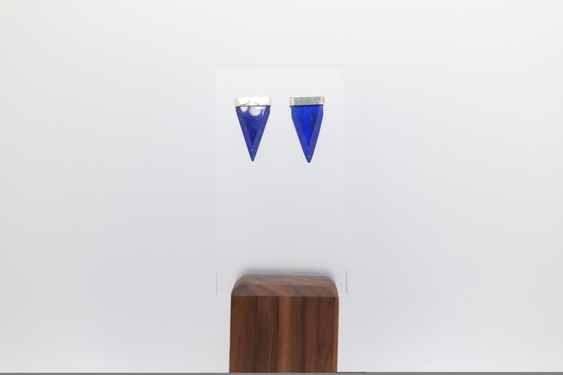 Triangle lapis earrings from Afghanistan image 3