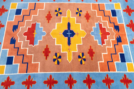 75" x 51" Intricate Geometric Handwoven Rug from Afghanistan