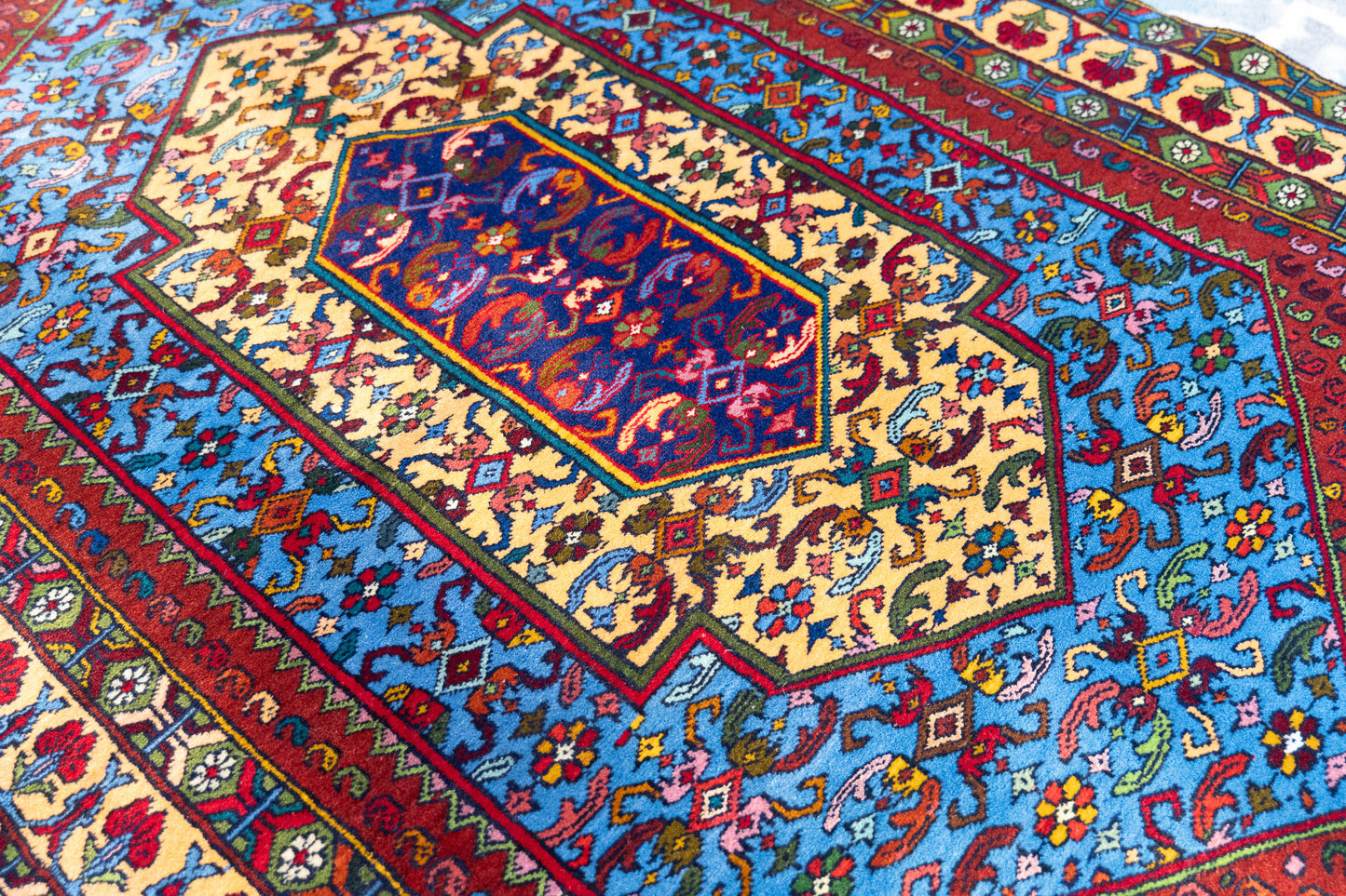 60" x 40" Intricate Floral Geometric Handwoven Rug from Afghanistan