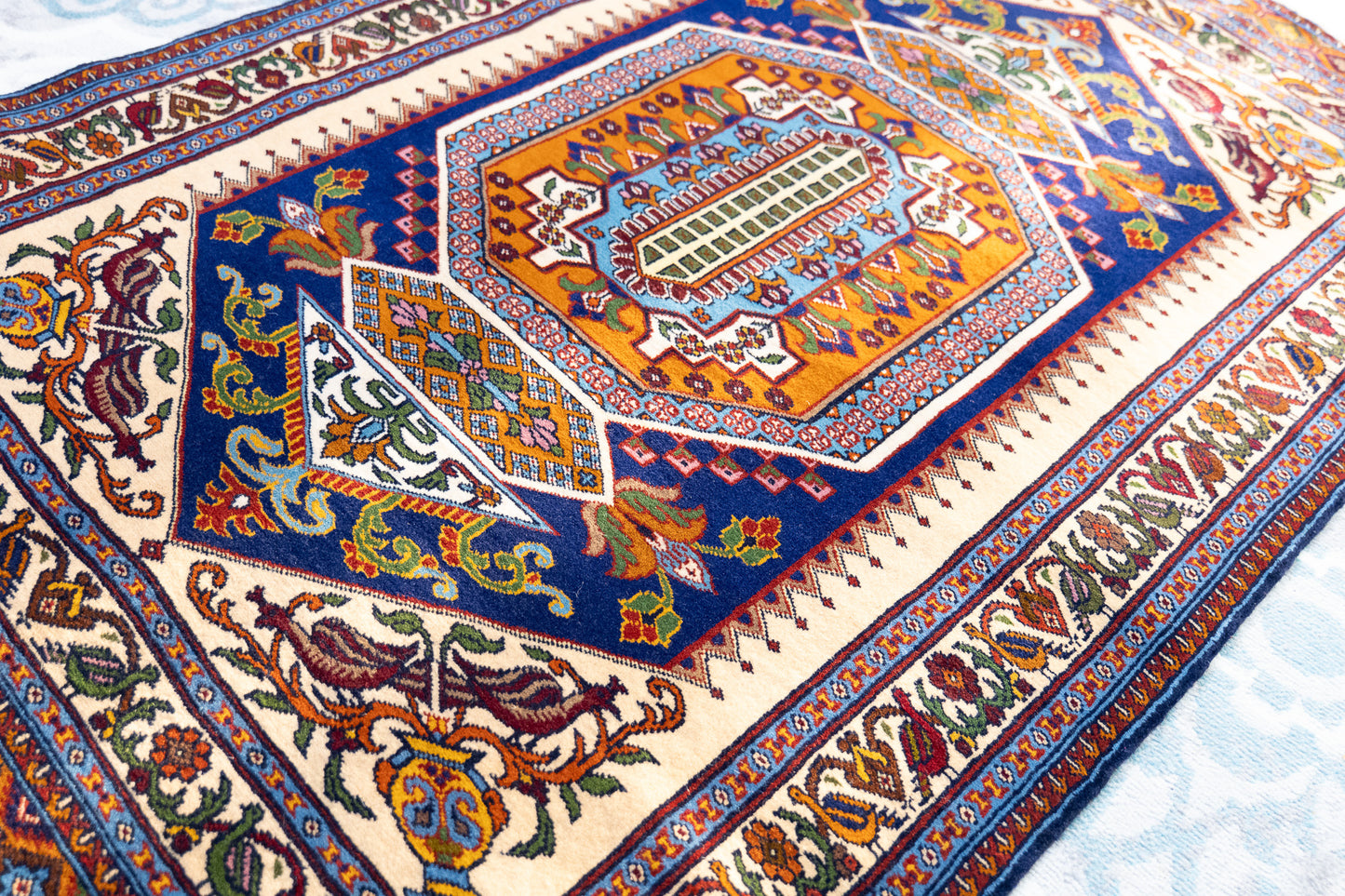 60" x 40" Intricate Geometric Handwoven Area Rug from Afghanistan