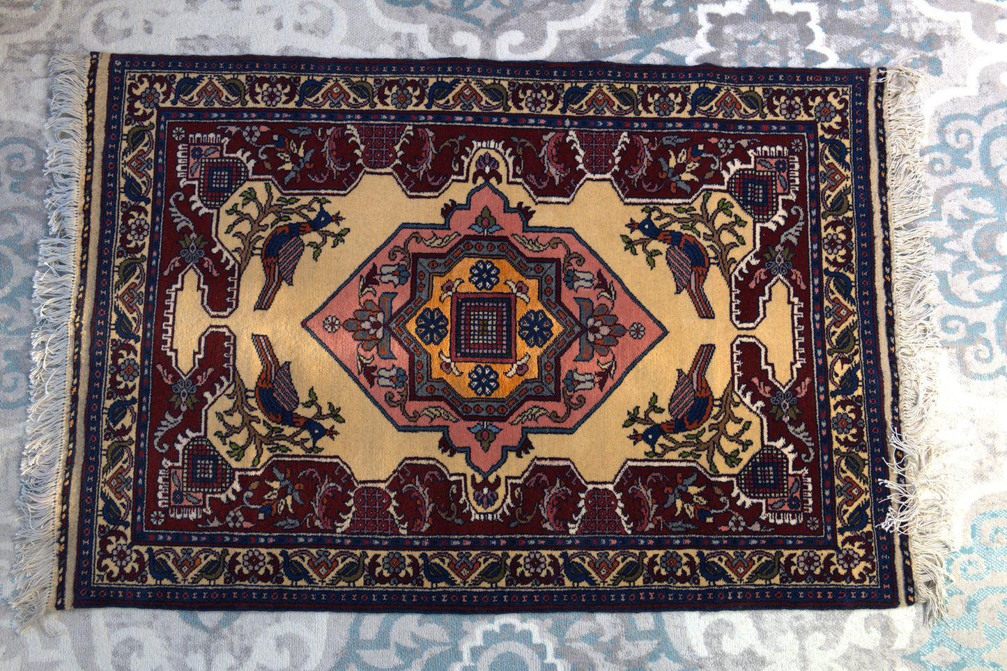 52" x 35" Intricate Geometric Handwoven Area Rug from Afghanistan