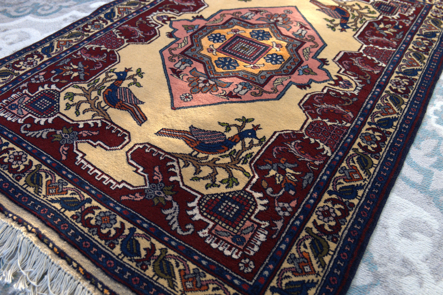 52" x 35" Intricate Geometric Handwoven Area Rug from Afghanistan