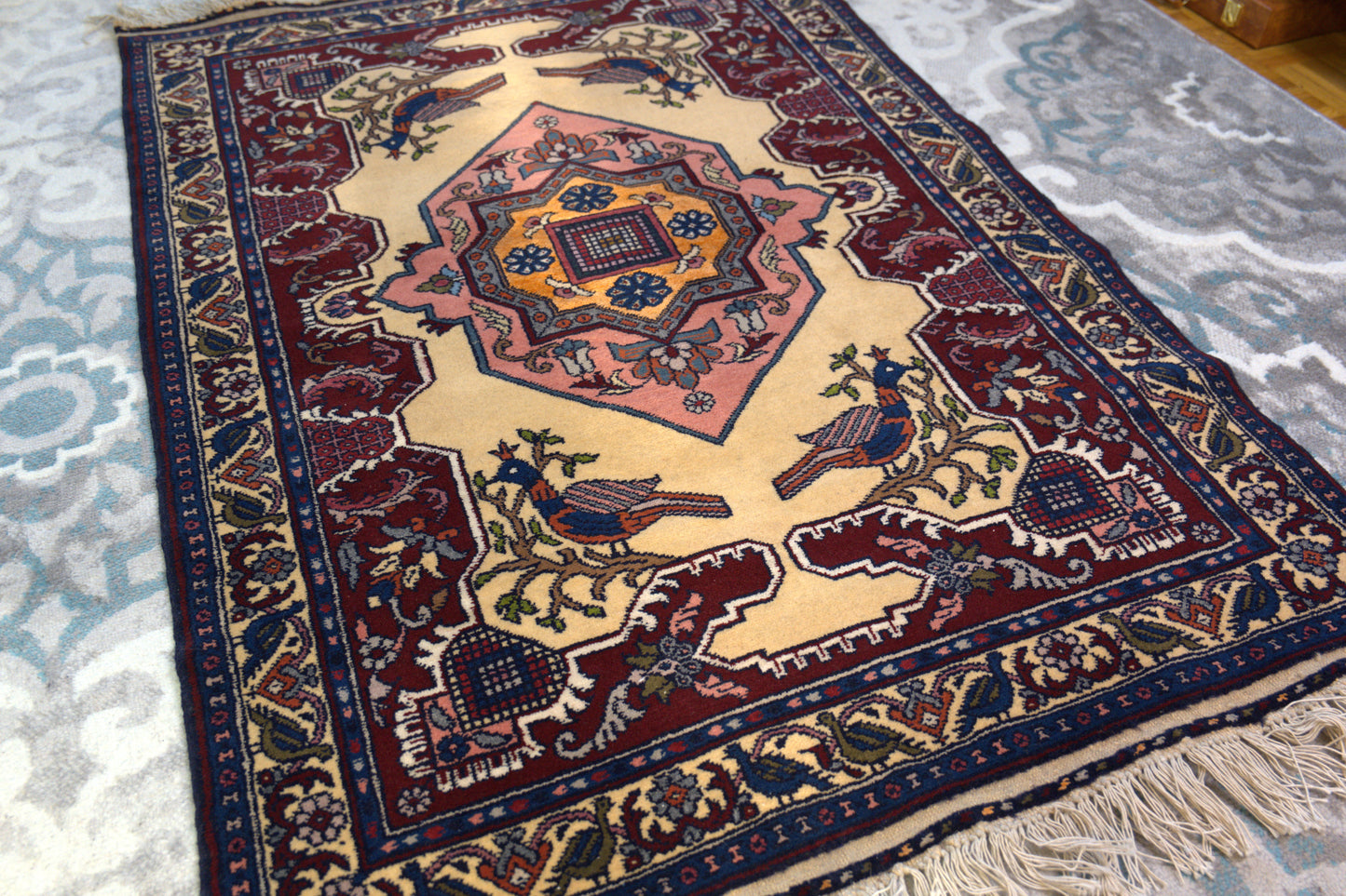 52" x 35" Intricate Geometric Handwoven Area Rug from Afghanistan