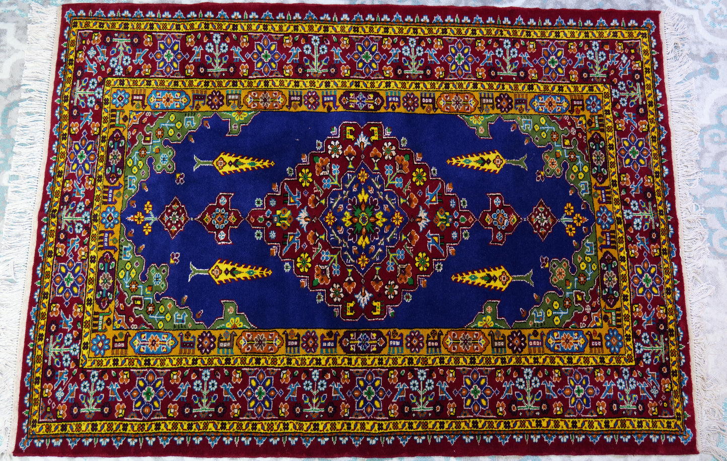 61" x 44" Intricate Geometric Handwoven Area Rug from Afghanistan