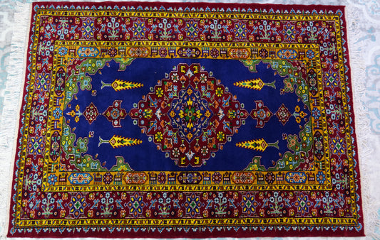 61" x 44" Intricate Geometric Handwoven Area Rug from Afghanistan