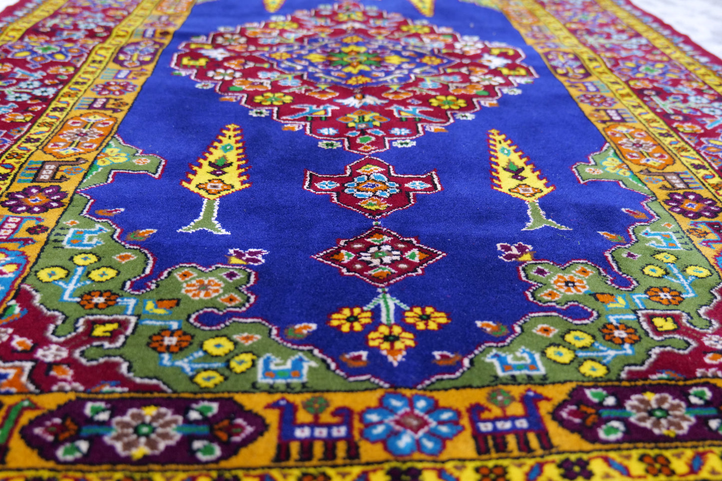 61" x 44" Intricate Geometric Handwoven Area Rug from Afghanistan