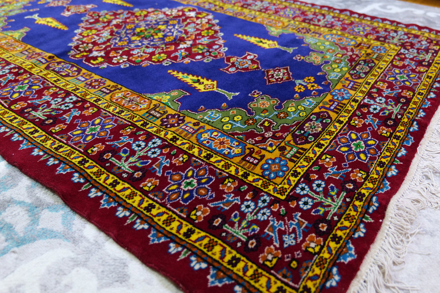 61" x 44" Intricate Geometric Handwoven Area Rug from Afghanistan