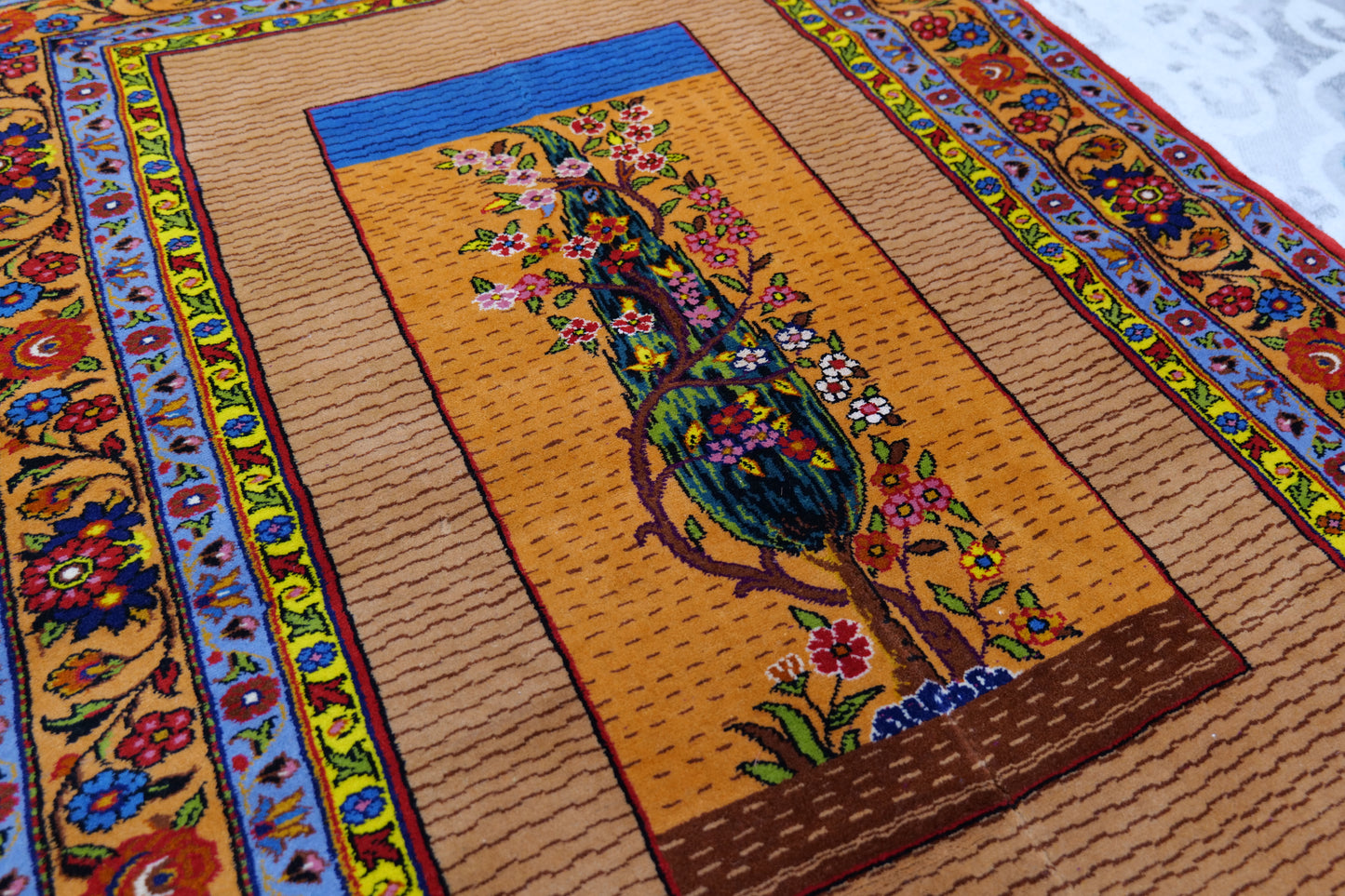 58" x 43" Intricate Flowering Tree Handwoven Area Rug from Afghanistan