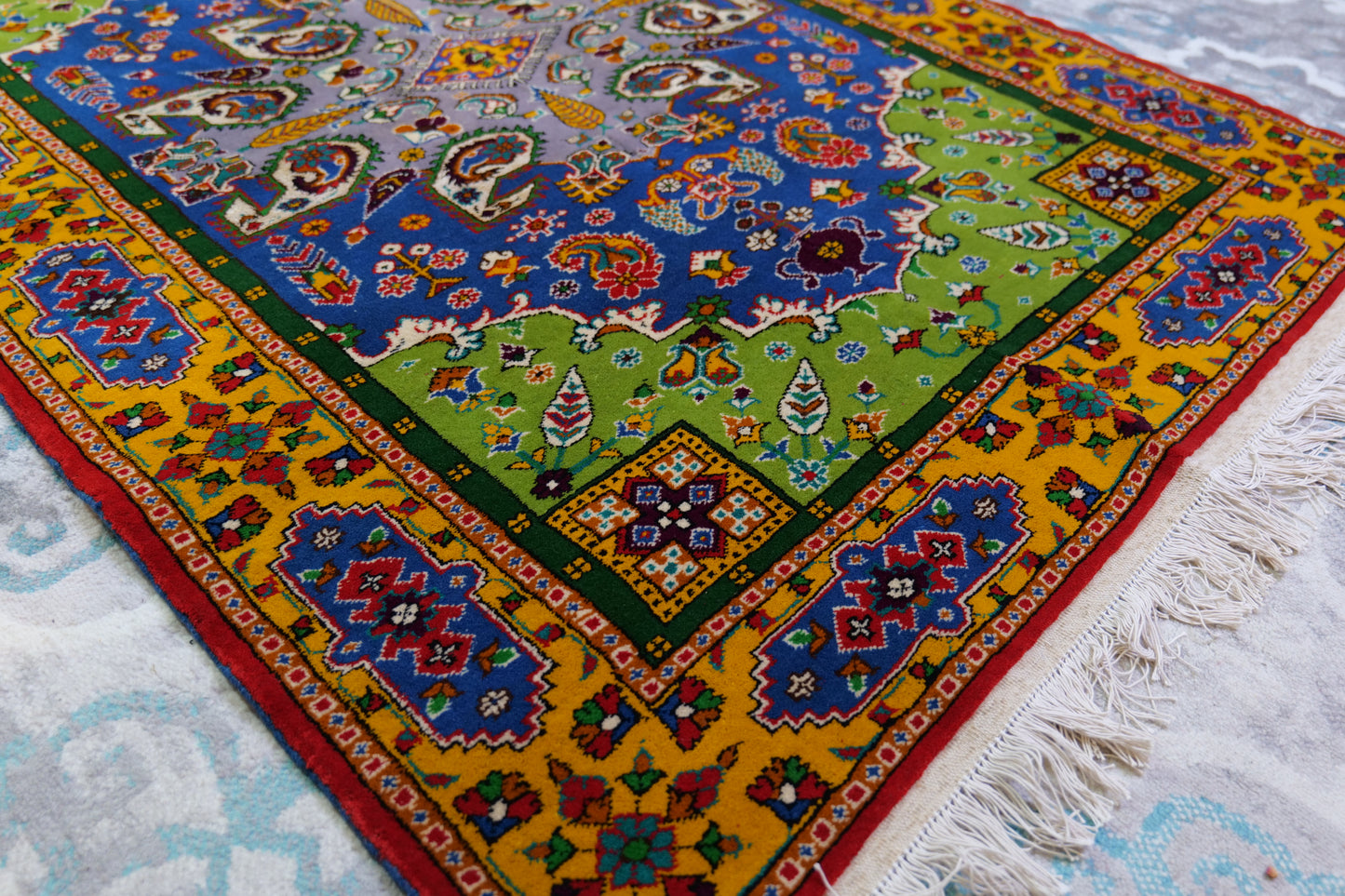 60" x 42" Foot Intricate Geometric Floral Handwoven Area Rug from Afghanistan