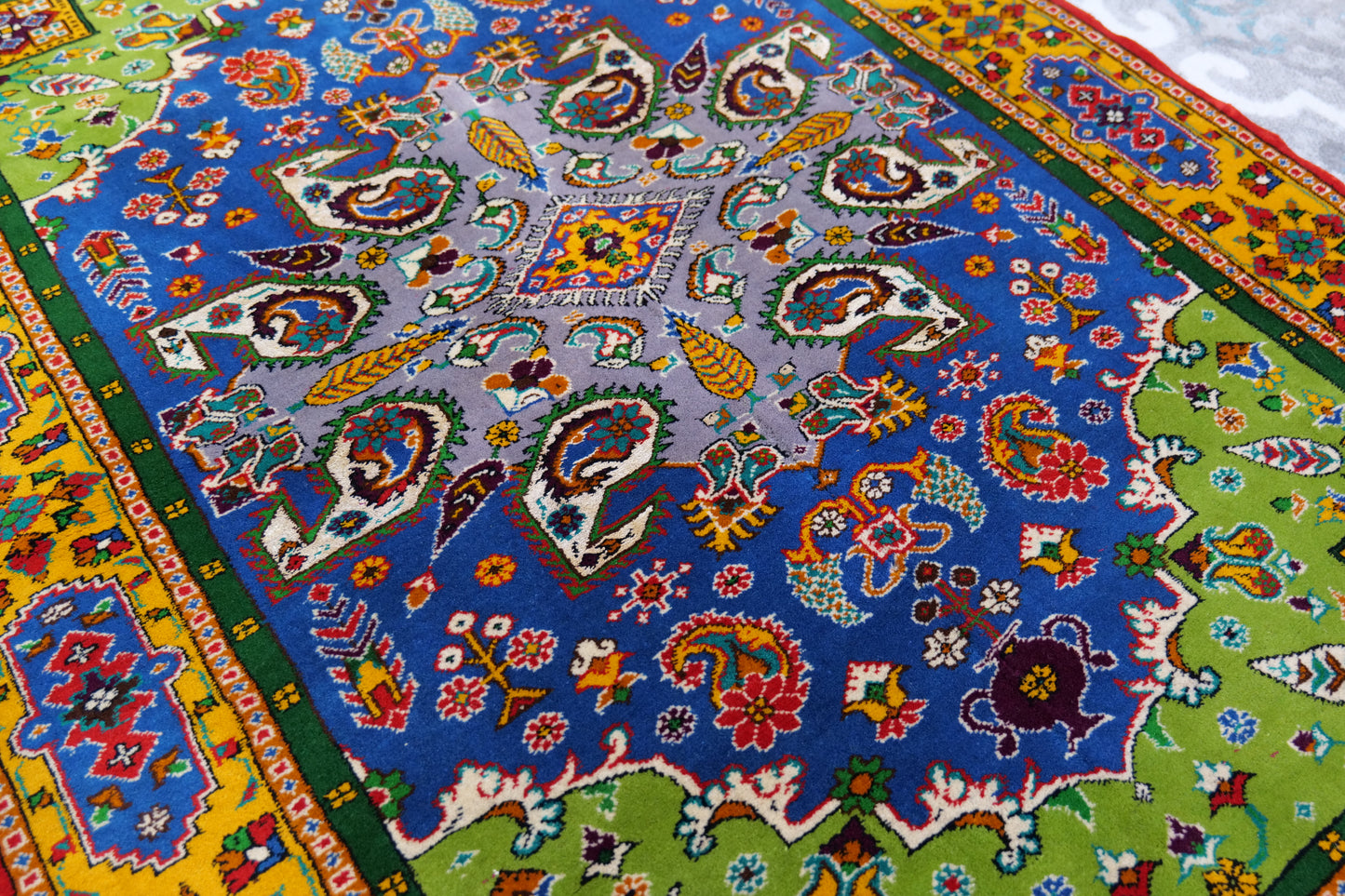 60" x 42" Foot Intricate Geometric Floral Handwoven Area Rug from Afghanistan