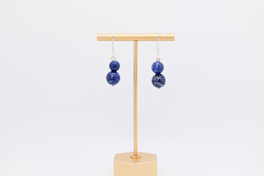 Twin Lapis Lazuli Earrings with Silver