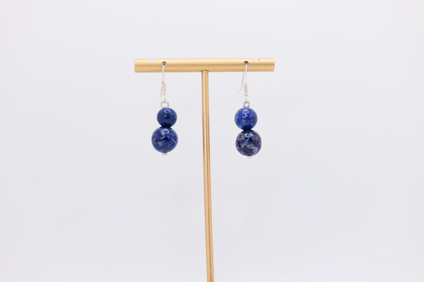 Twin Lapis Lazuli Earrings with Silver