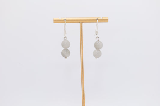 Twin White Marble Earrings with Silver