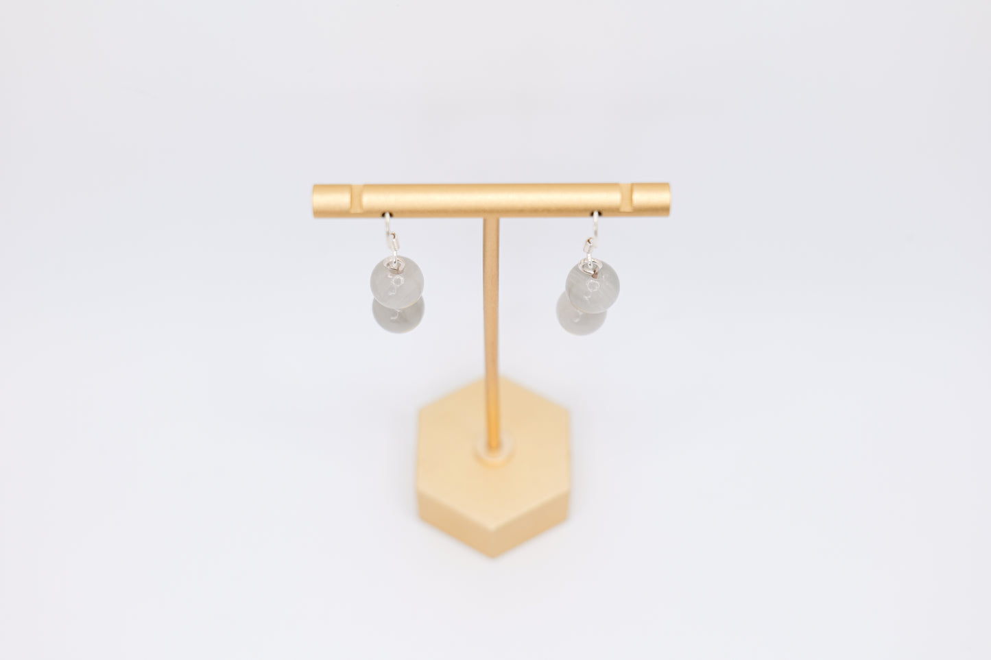 Twin White Marble Earrings with Silver