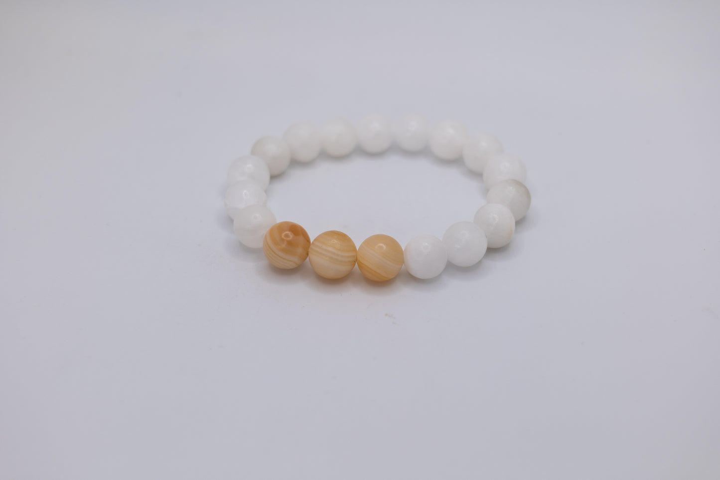White Marble Bracelet with Onyx Centerpiece Bracelet