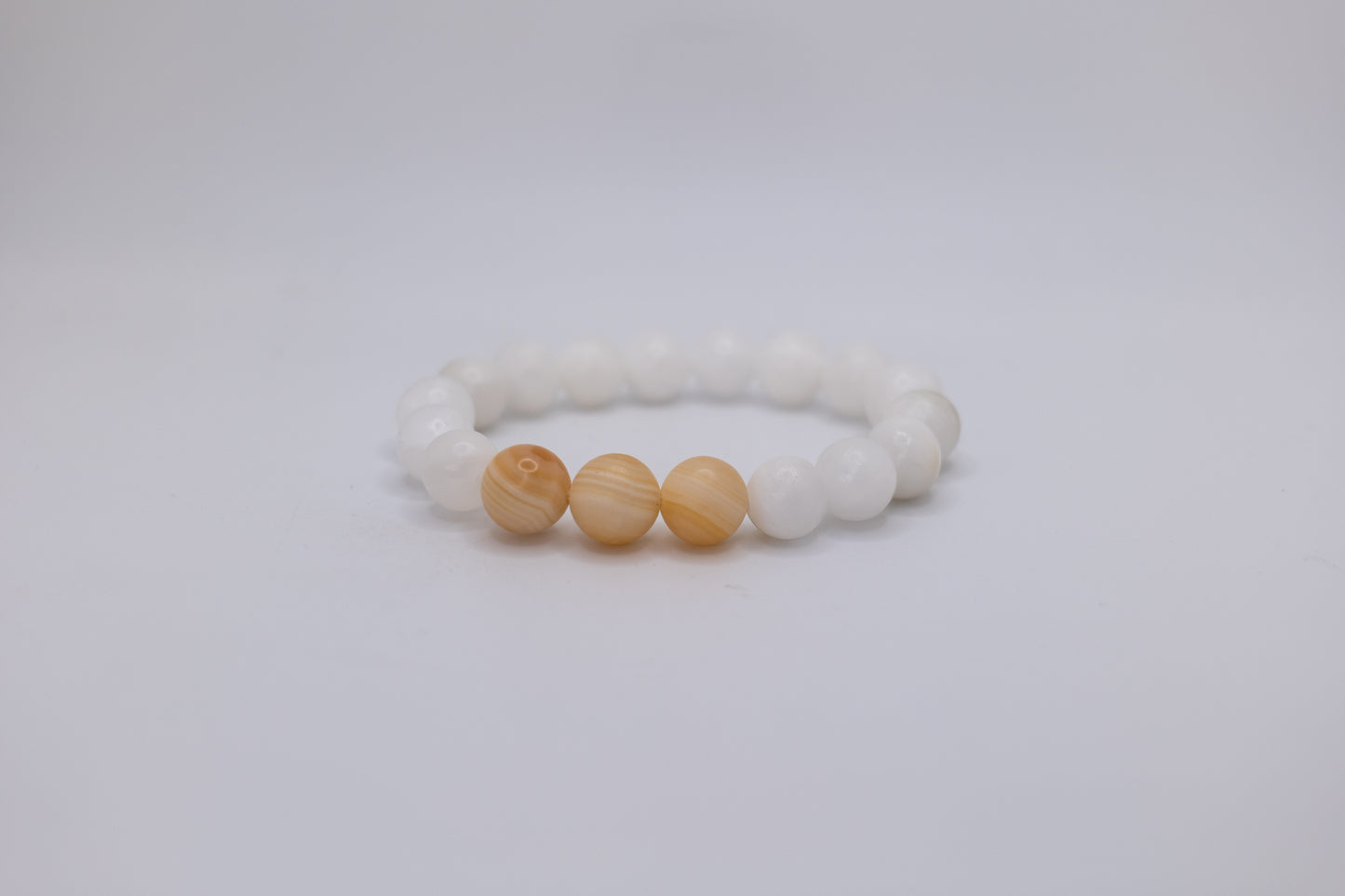 White Marble Bracelet with Onyx Centerpiece Bracelet