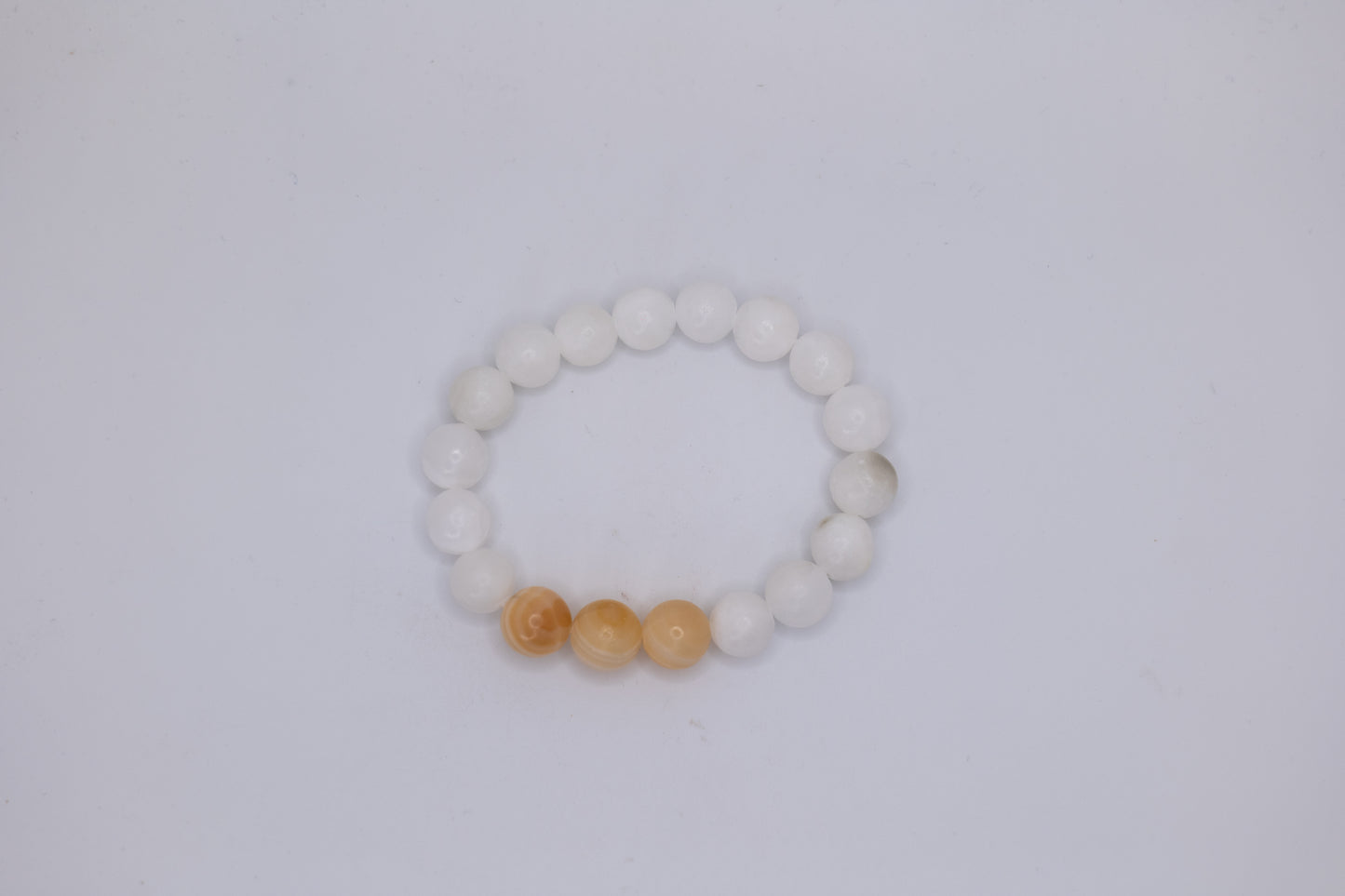White Marble Bracelet with Onyx Centerpiece Bracelet