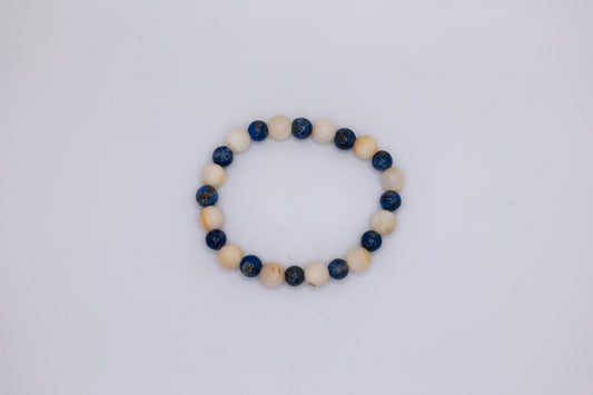 Lapis Lazuli & Marble Bracelet – Handmade in Afghanistan