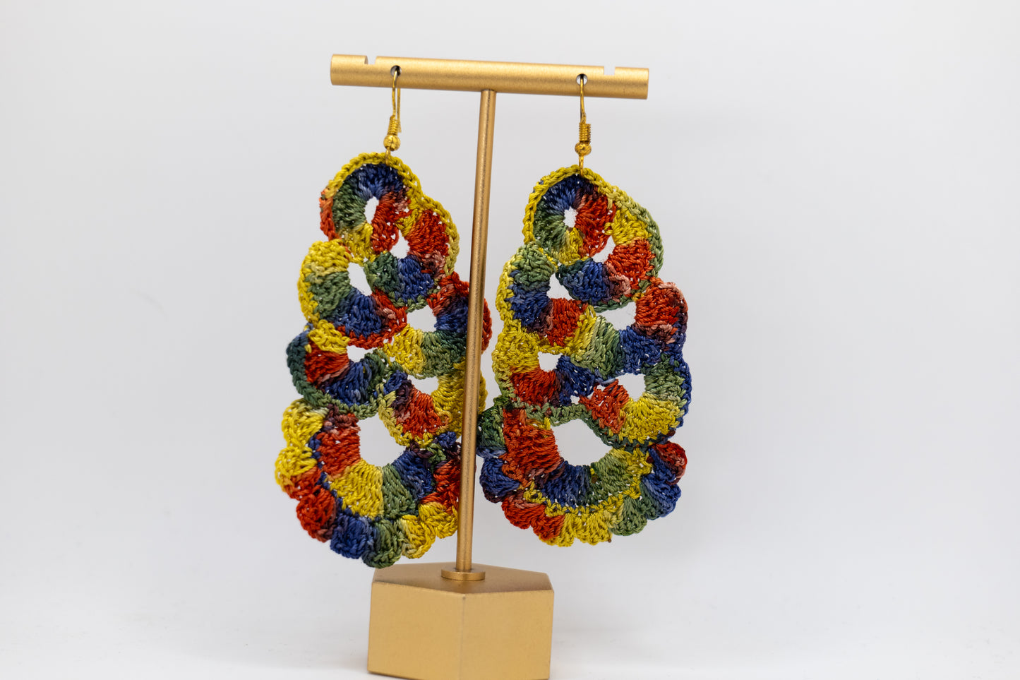 Handmade Long Flower Crocheted Earrings – Crafted by Afghan Women