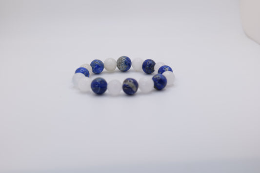 Large Lapis Lazuli Bracelet with White Marble