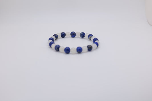 Small White Marble and Lapis Lazuli Bracelet