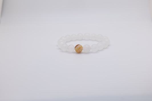 White Marble Bracelet with Onyx Centerpiece Bracelet