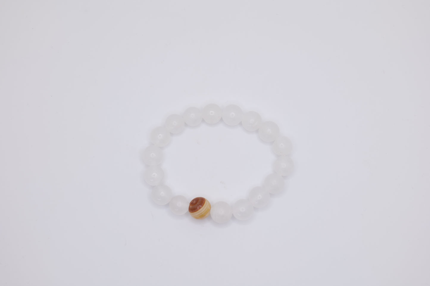White Marble Bracelet with Onyx Centerpiece Bracelet