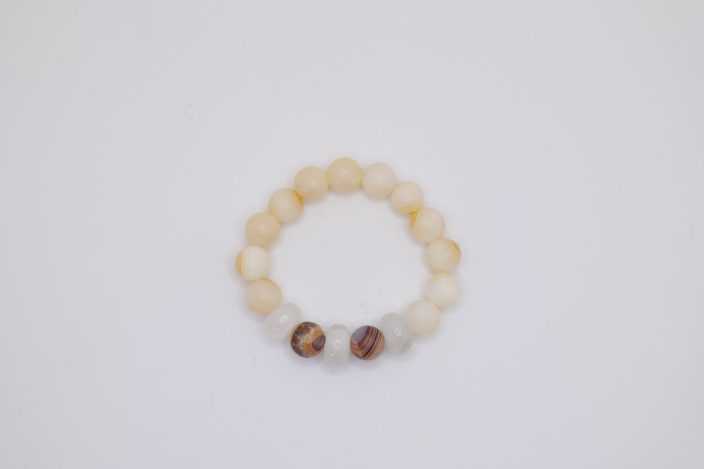 White Marble Bracelet with Onyx Centerpiece Bracelet