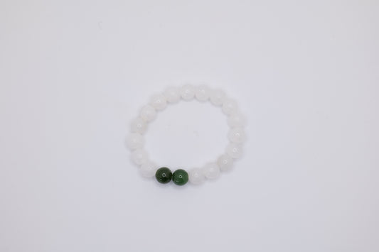 White Marble with Bowenite Stone Bracelet