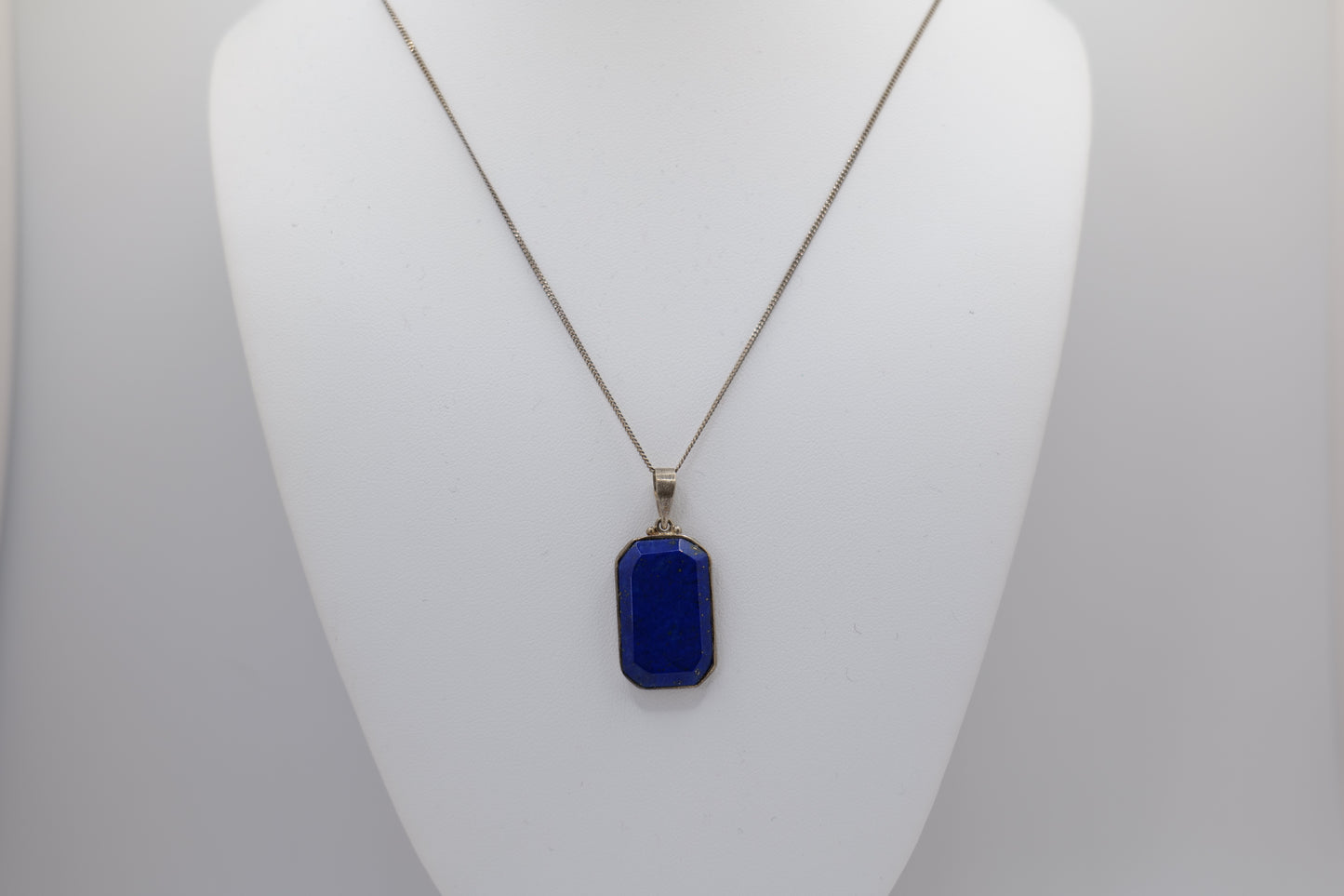 Rectangle Lapis Lazuli Necklace with Silver