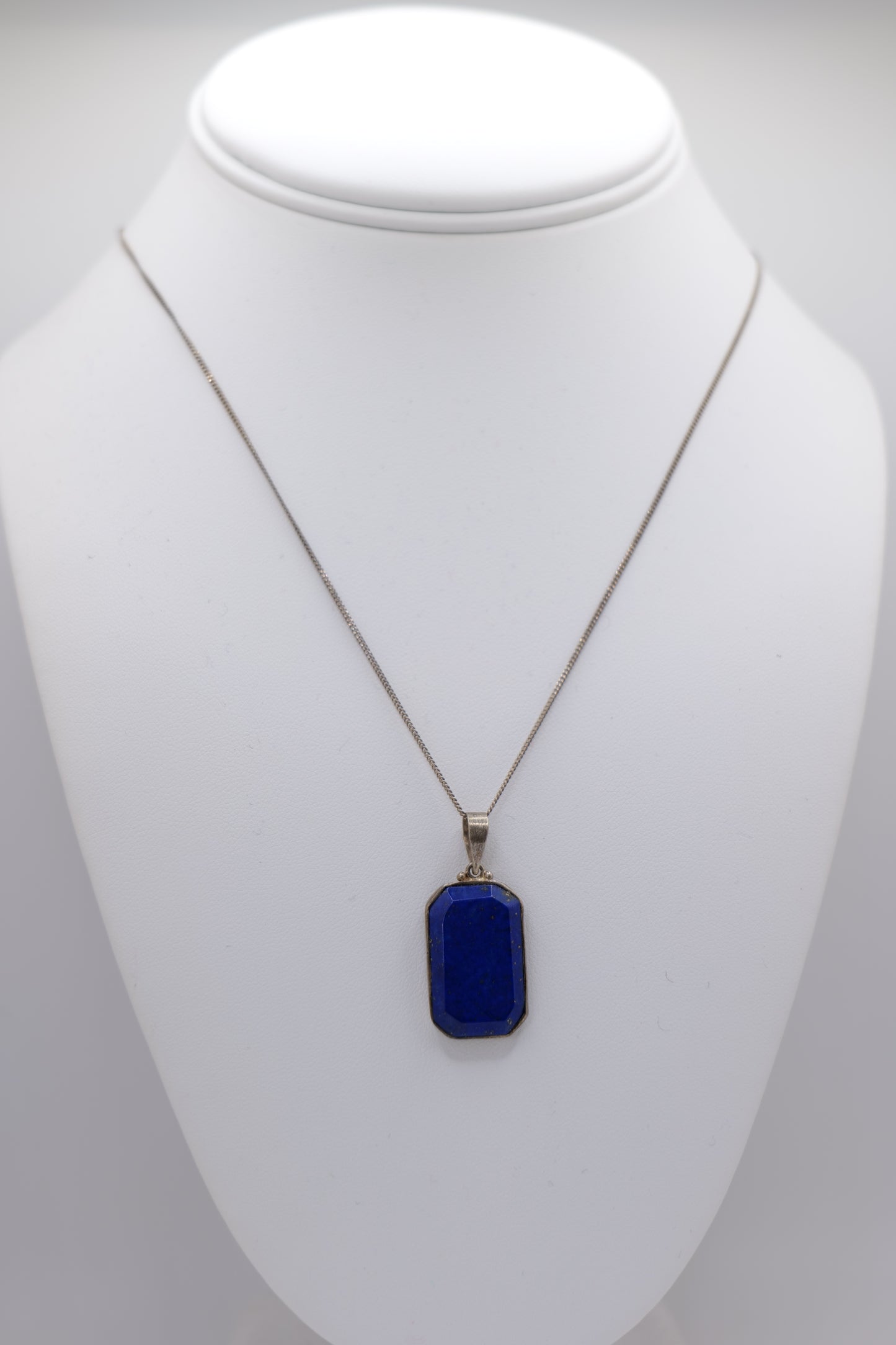 Rectangle Lapis Lazuli Necklace with Silver