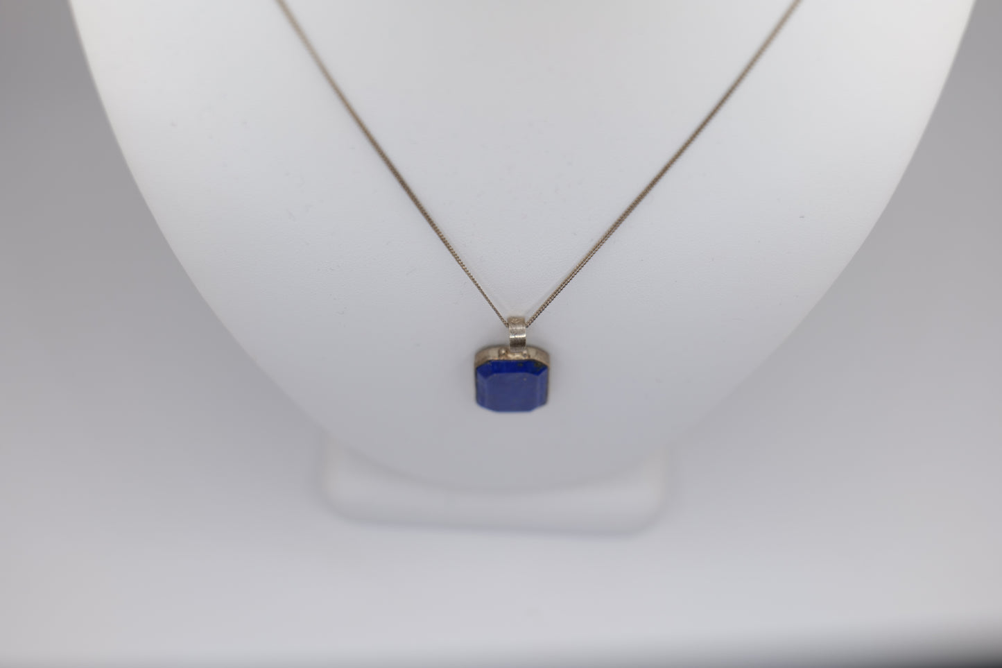 Rectangle Lapis Lazuli Necklace with Silver