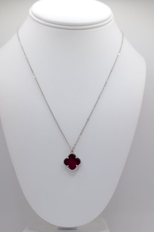 Ruby Floral Necklace with Sterling Silver