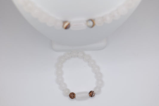 White Marble and Twin Onyx Stone Jewelry Set