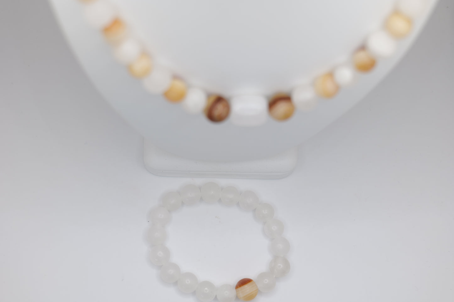 White Marble and Onyx Centerpiece Jewelry Set