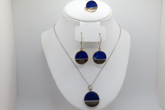 Lapis Lazuli and Bronze Circle Jewelry Set