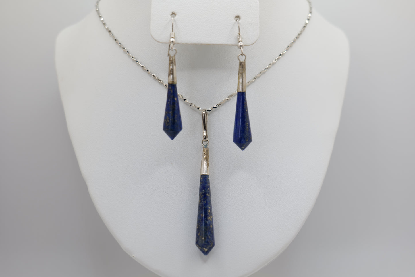 Lapis Lazuli Pendant and Silver Jewelry Set
