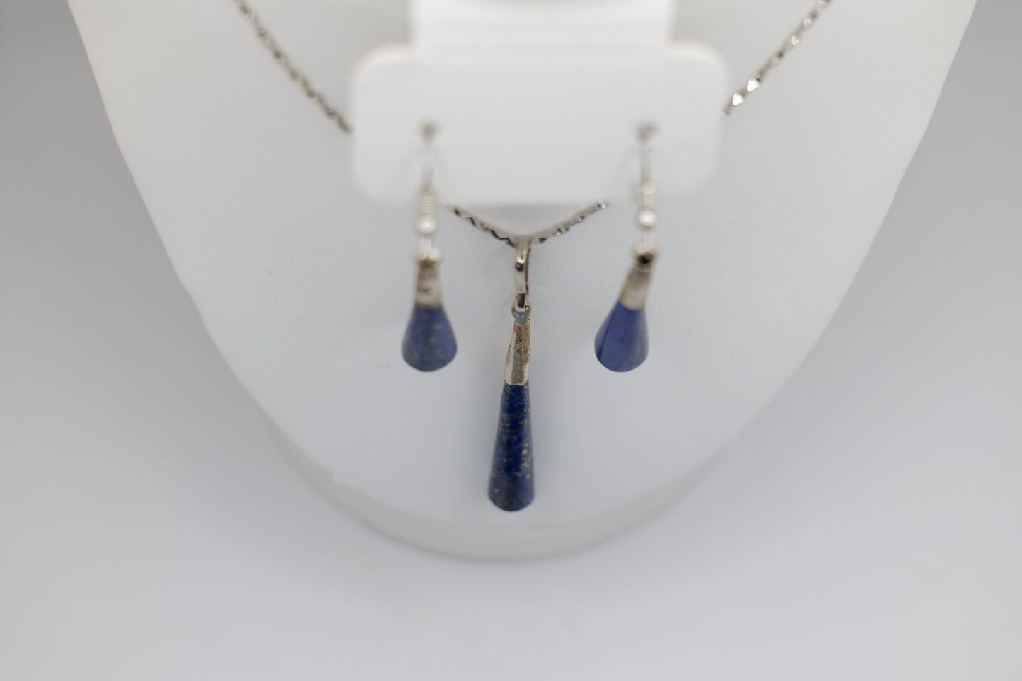 Lapis Lazuli Pendant and Silver Jewelry Set