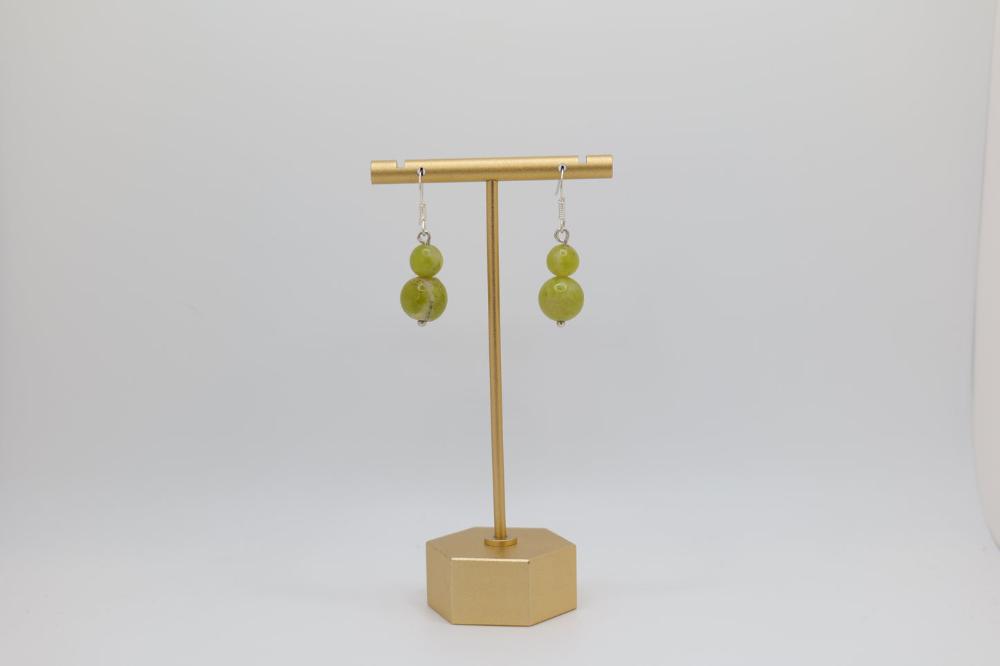 Twin Multi-Sized Stone Bowenite Earrings with Silver