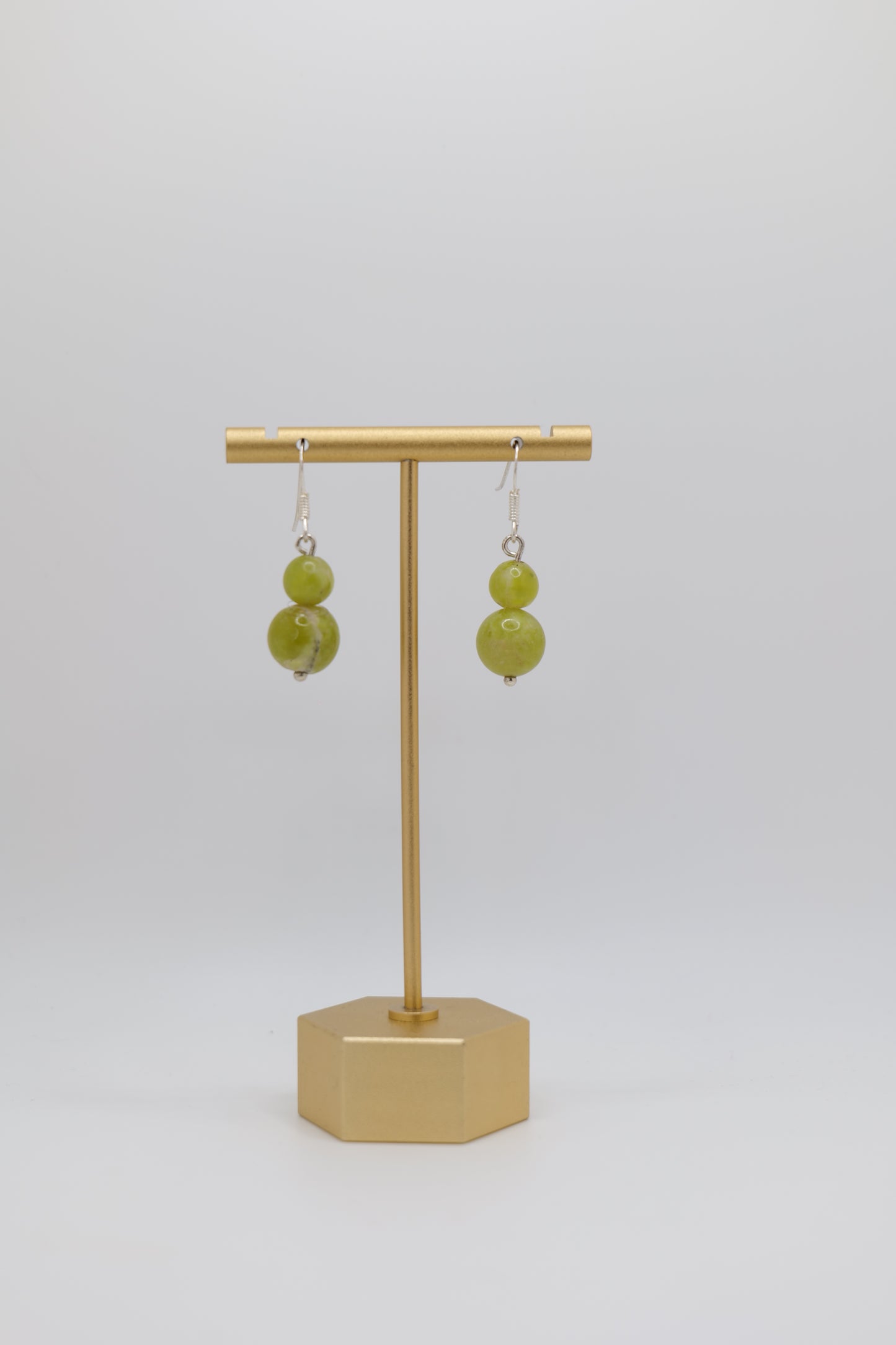 Twin Multi-Sized Stone Bowenite Earrings with Silver