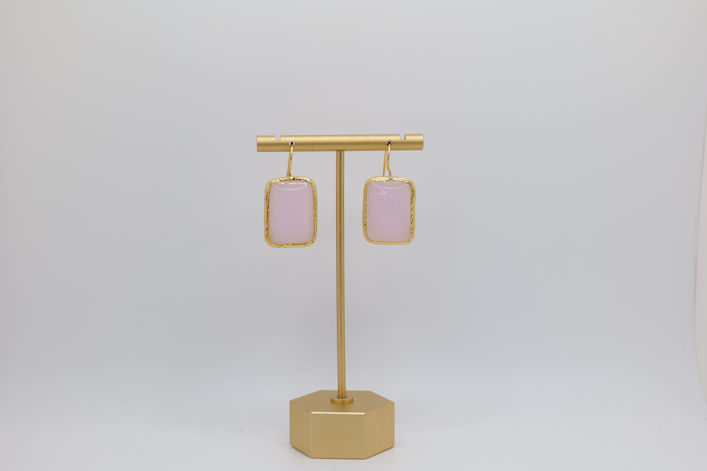 Rose Glass Earrings with Gold-Plating