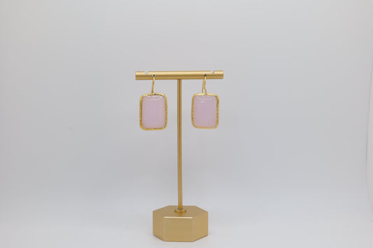 Rose Glass Earrings with Gold-Plating