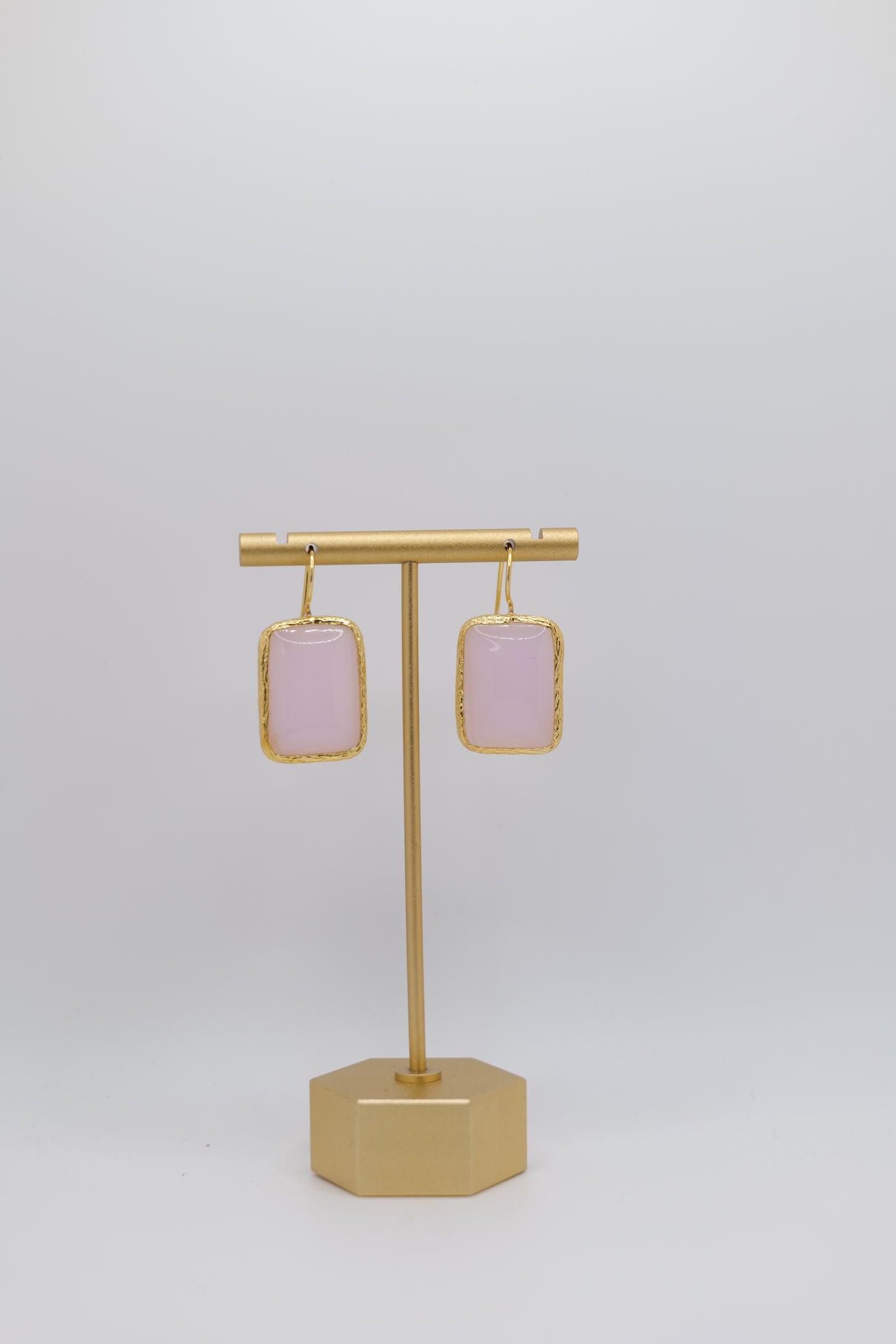 Rose Glass Earrings with Gold-Plating