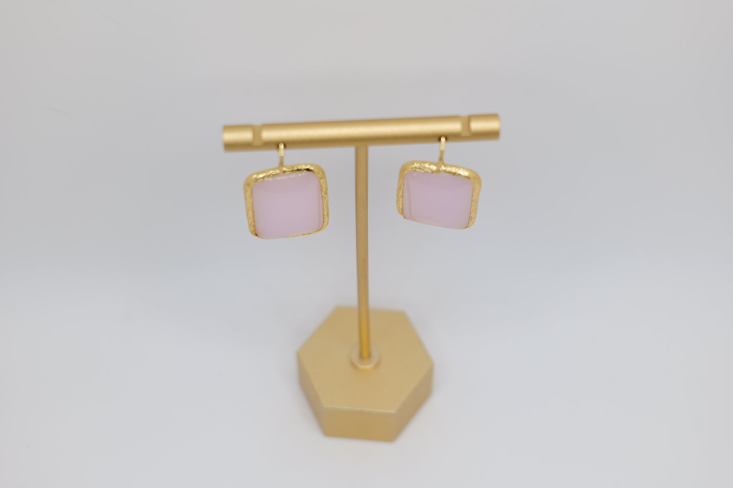 Rose Glass Earrings with Gold-Plating